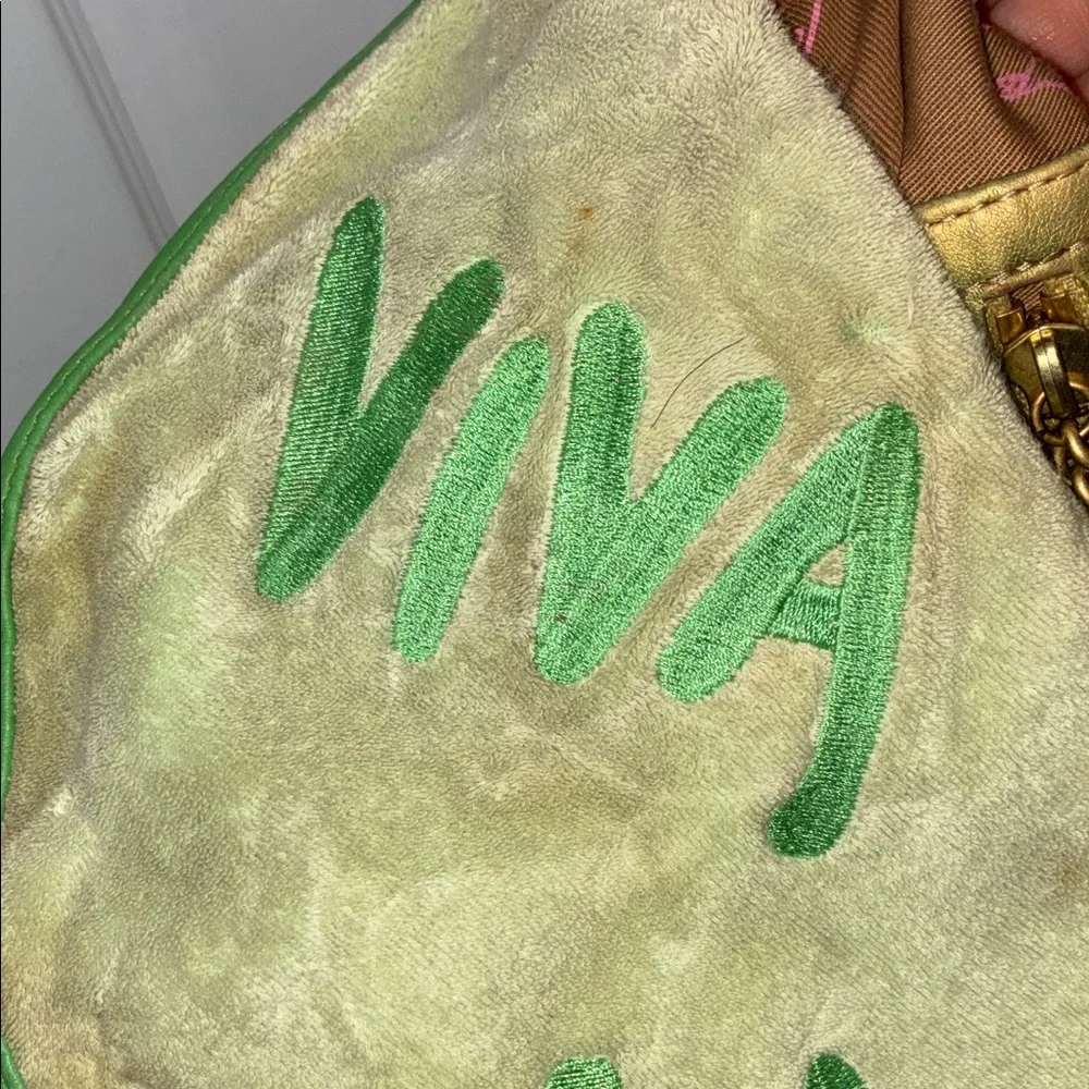 Y2K VINTAGE JUICY COUTURE Viva La Juicy Green VELOUR LEATHER Hobo Bag PURSE